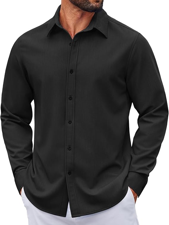 COOFANDY Men's Casual Button Down Long Sleeve Untucked Denim Dress Shirt
