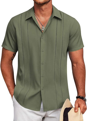 COOFANDY Cuban Guayabera Shirt Short Sleeve Button Down Shirts