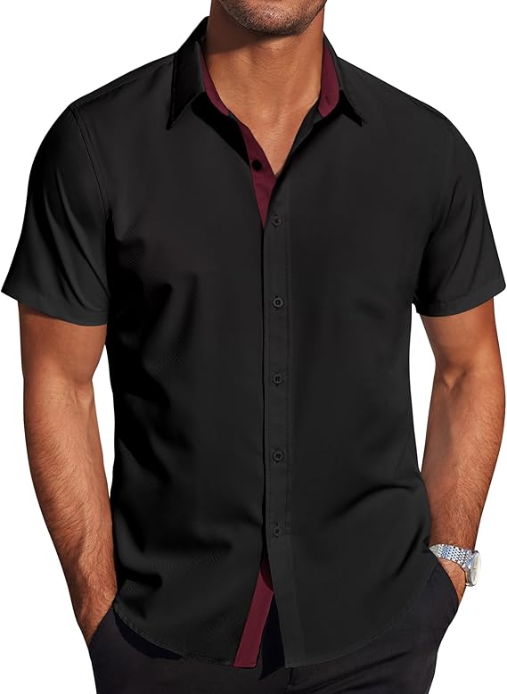 COOFANDY Men's Wrinkle Free Business Dress Shirts Short Sleeve Button Down Shirts S-XXXL