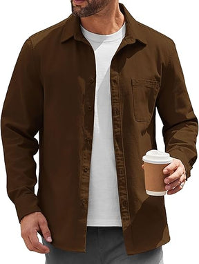 COOFANDY Mens Lightweight Button Down Shirt Jacket Casual Shacket Overshirt