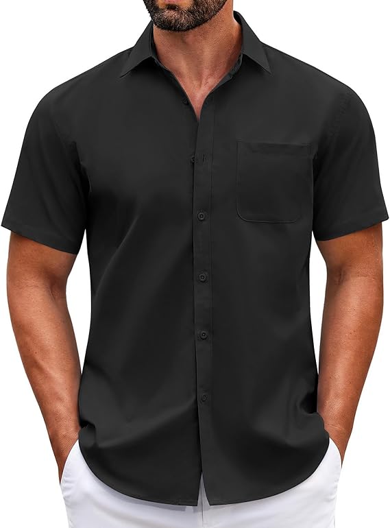 COOFANDY Short Sleeve Button Down Shirts Untucked Dress Shirts
