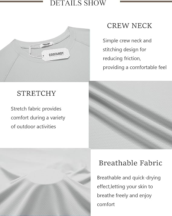 COOFANDY Mens Swim Shirt Short Sleeve UPF 50+ Sun Protection Shirt Rah Guard Athletic Quick Dry T Shirts