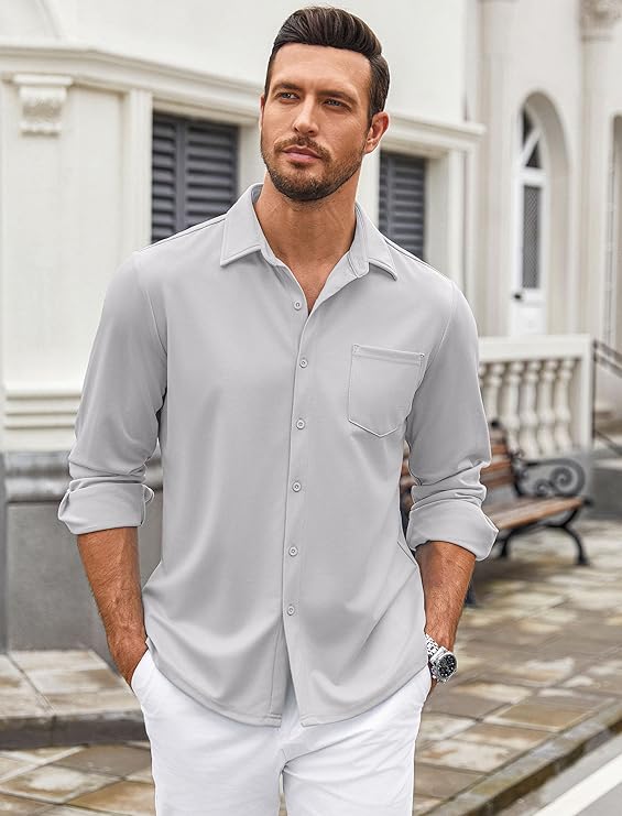 COOFANDY Mens Wrinkle Free Dress Shirts Long Sleeve Untucked Shirts Casual Button Down Shirts
