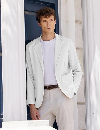 COOFANDY Men's Casual Linen Blazer Lightweight Regular Fit Sport Coat One Button Suit Jacket