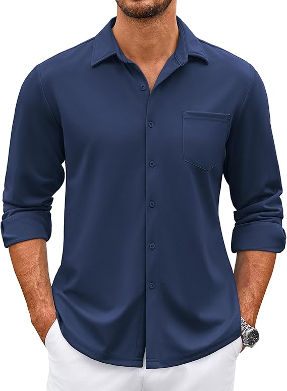 COOFANDY Mens Wrinkle Free Dress Shirts Long Sleeve Untucked Shirts Casual Button Down Shirts