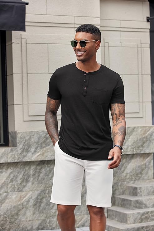 COOFANDY Men's Short Sleeve Henley T-Shirt