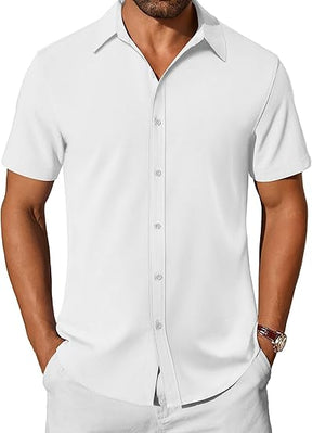 COOFANDY Mens Casual Shirts Short Sleeve Button Down Shirt Wrinkle Free Summer Shirt