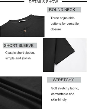 COOFANDY Mens Henley Shirts Short Sleeve Casual Button Down Shirts Lightweight Summer Basic Tee