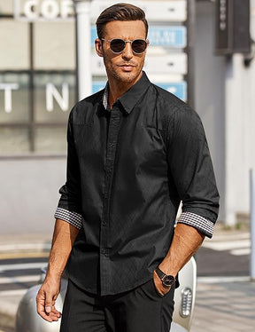 COOFANDY Men's Long Sleeve Wrinkle Free Dress Shirts Inner Contrast Business Casual Button Down Shirt
