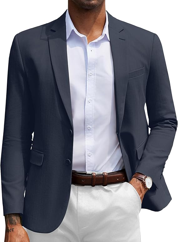 COOFANDY Men's Herringbone Blazer Slim Fit Cotton Sport Coats Two Buttons Casual Suit Jacket