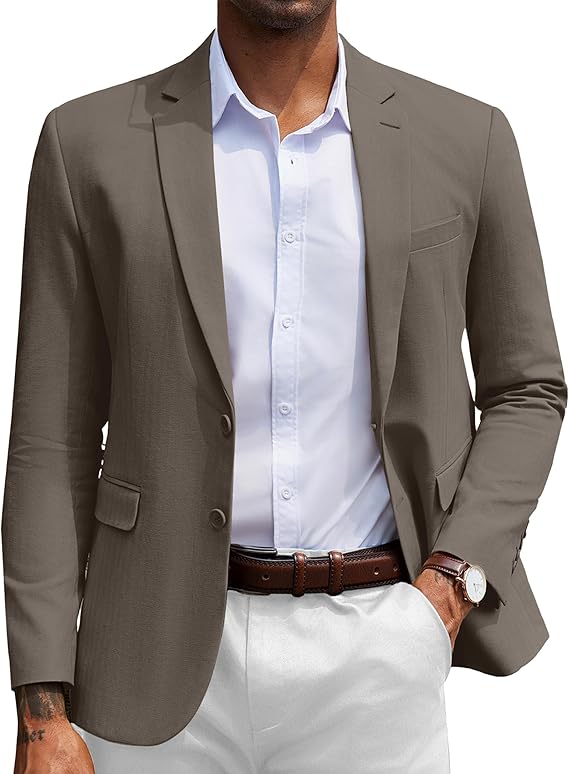 COOFANDY Men's Herringbone Blazer Slim Fit Cotton Sport Coats Two Buttons Casual Suit Jacket