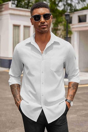 COOFANDY Men's Button Down Long Sleeve Shirt Casual Untucked Dress Shirt Regular Fit Wedding Shirts