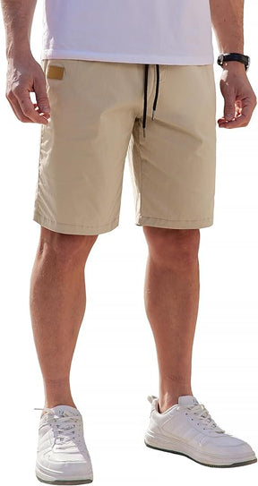 COOFANDY Mens Casual Shorts Cotton Elastic Waist Drawstring Shorts Lightweight Summer Beach Shorts