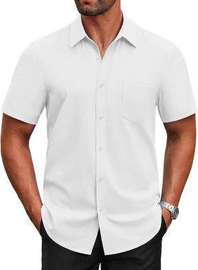 COOFANDY Men's Short Sleeve Button Down Shirts Casual Dress Shirts for Men Untucked Shirt with Pocket
