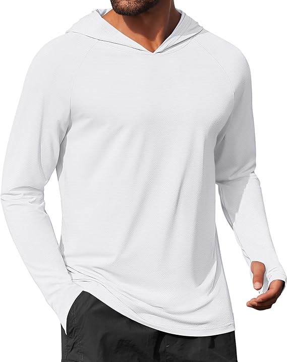 COOFANDY Mens UPF 50+ Hoodie Shirts Long Sleeve Rash Guard Sun Protection Fishing Shirts Lightweight Quick Dry Hoodies