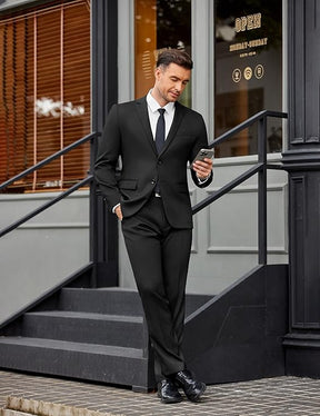 COOFANDY Men's 2 Piece Suits Classic Fit Suit Set 2 Button Blazer Jacket and Dress Pants for Wedding Business Prom