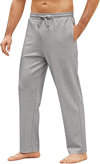 COOFANDY Men's Yoga Pants Casual Elastic Waist Drawstring Jogger Sweatpants Open Bottom Lounge Pants