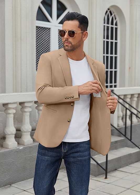 COOFANDY Men's Casual Blazer Regular Fit Lightweight Two Button Sport Coat Suit Jacket