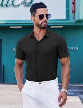 COOFANDY Mens Short Sleeve Dress Shirts Button Down Shirts Regular Fit Business Casual Shirt with Pocket