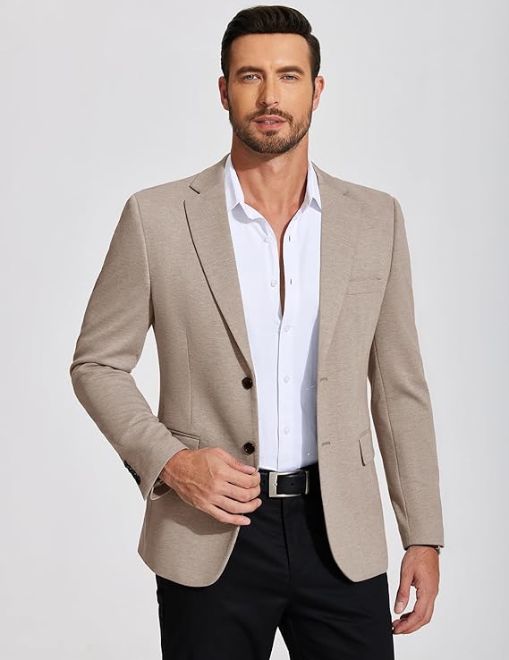 COOFANDY Mens Casual Blazer Knit Sport Coat Lightweight Two Button Suit Jacket