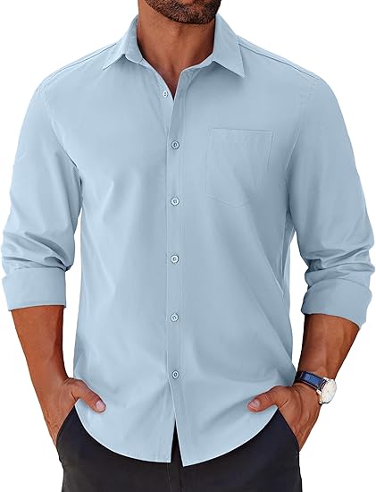 COOFANDY Mens Long Sleeve Button Down Shirts Casual Untucked Shirts for Men Dress Shirts Beach Wedding Shirts