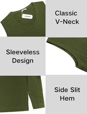COOFANDY Men's V Neck Summer Beach Tank Top Sleeveless Casual Tank Shirts Hippie Tops