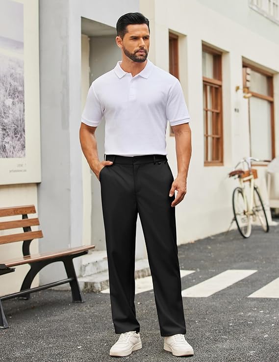 COOFANDY Mens Casual Chino Pants Classic Fit Stretch Wasit Trousers Business Casual Dress Pants