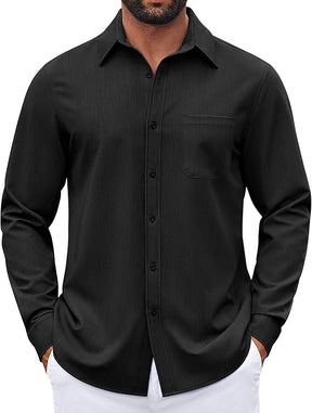 COOFANDY Men's Long Sleeve Button Down Denim Dress Shirt