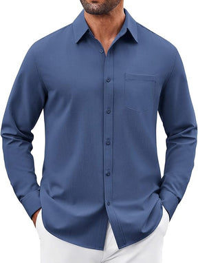 COOFANDY Mens Button Down Shirt Casual Untucked Shirts Long Sleeve Dress Shirt with Pocket