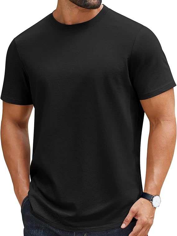 COOFANDY Mens T-Shirts 100% Cotton Crewneck Short Sleeve Tees Casual Plain Shirts