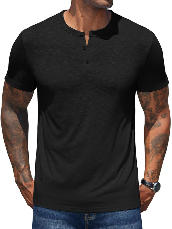 COOFANDY Men's Henley Shirts Short Sleeve Casual Basic Henley Tee Summer Button Lightweight Stretch T Shirts