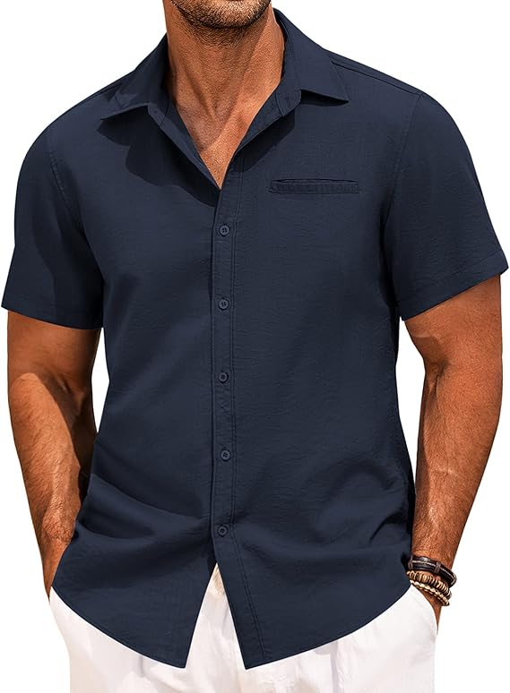 COOFANDY Mens Casual Short Sleeve Button Down Summer Beach Hawaiian Shirts