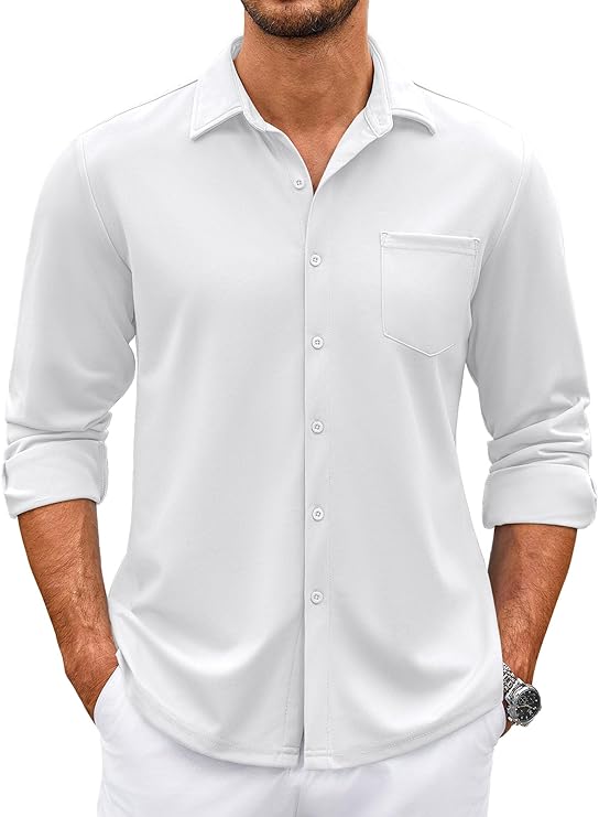 COOFANDY Mens Wrinkle Free Dress Shirts Long Sleeve Untucked Shirts Casual Button Down Shirts