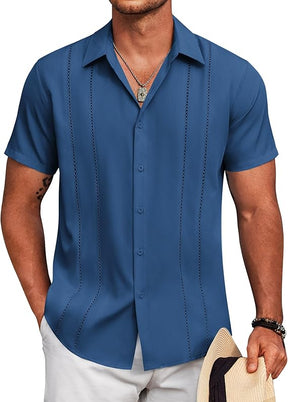 COOFANDY Cuban Guayabera Shirt Short Sleeve Button Down Shirts