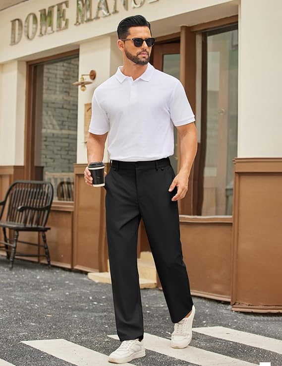 COOFANDY Mens Casual Chino Pants Classic Fit Stretch Wasit Trousers Business Casual Dress Pants