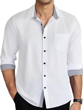 COOFANDY Mens Dress Shirts Long Sleeve Button Down Shirts Untucked Wrinkle-Free Business Casual Shirts