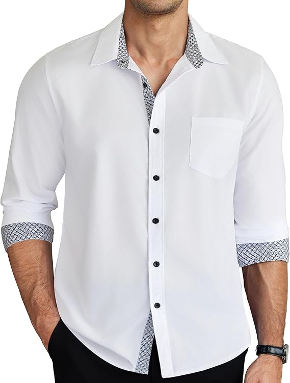 COOFANDY Mens Dress Shirts Long Sleeve Button Down Shirts Untucked Wrinkle-Free Business Casual Shirts
