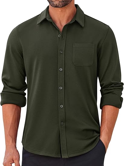 COOFANDY Mens Long Sleeve Wrinkle Free Shirts Casual Button Down Stretch Dress Shirt with Pocket