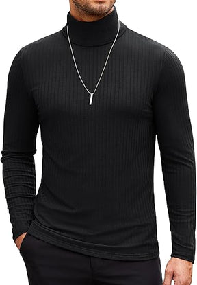 COOFANDY Men's Turtleneck Slim Fit Lightweight Basic Ribbed Sweaters