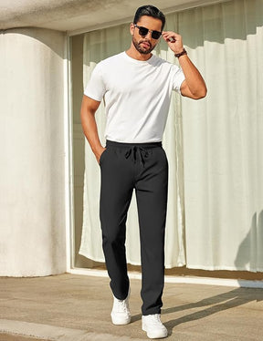 COOFANDY Mens Casual Pants Elastic Waist Chino Pants Lightweight Drawstring Pants with Pockets