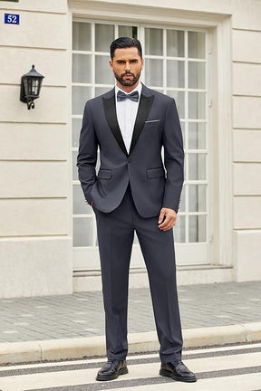 COOFANDY Men's 2 Piece Suit Slim Fit One Button Tuxedo Jacket Pants for Wedding Prom Business