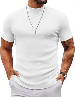 COOFANDY Mens Mock Turtleneck Sweater Short Sleeve Slim Fit Turtle Neck Sweaters Casual Basic Tee Ribbed Knit Pullover Tops