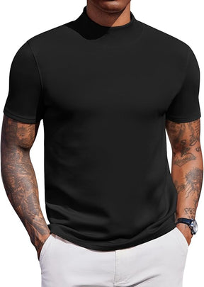 COOFANDY Men's Mock Turtleneck Short Sleeve Casual Stretch Sweater