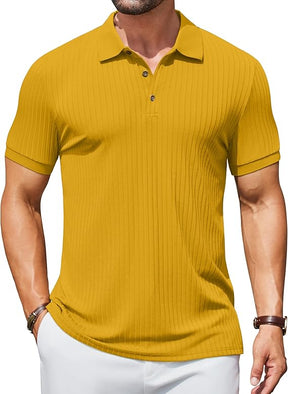 COOFANDY Men's Textured Polo Shirts Short Sleeve Slim Fit Casual Button Polo T-Shirt Summer Collared Golf Shirt