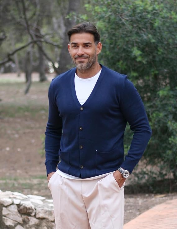 COOFANDY Men's Cardigan Sweater Long Sleeve Casual V Neck Button Down Knitted Sweater with Pockets