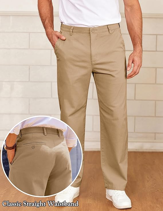 COOFANDY Mens Casual Chinos Pants Classic Relaxed Fit Flat Front Slacks Work Stretch Trousers