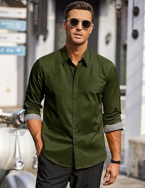 COOFANDY Men's Long Sleeve Wrinkle Free Dress Shirts Inner Contrast Business Casual Button Down Shirt