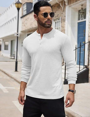 COOFANDY Henley Shirts Long Sleeve Button T-Shirt Pullover Shirt