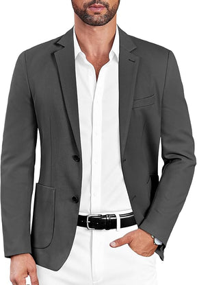 COOFANDY Mens Casual Sport Coat Blazer Two Buttons Knit Lightweight Suit Jackets