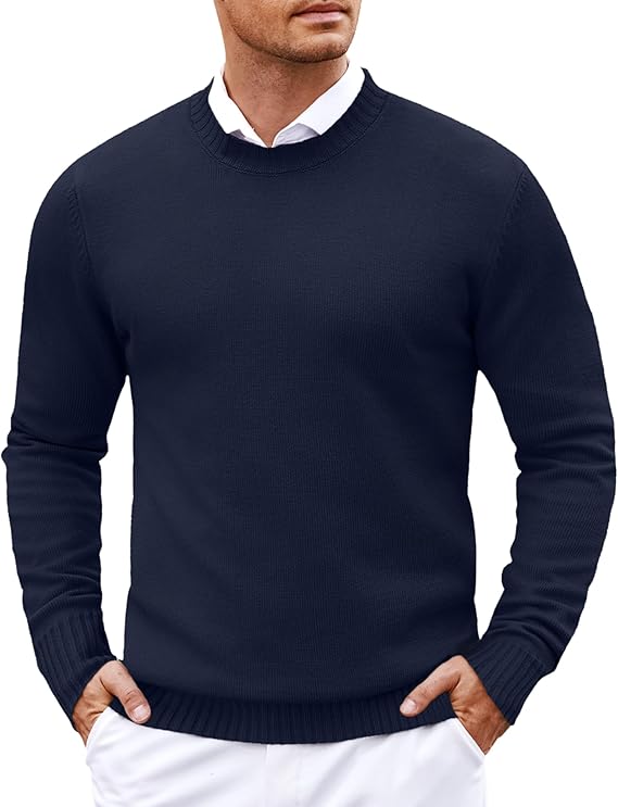 COOFANDY Men's Dress Crew Neck Sweater Lightweight Sweatshirts Knitted Pullover Casual Fashion Long Sleeve Sweater